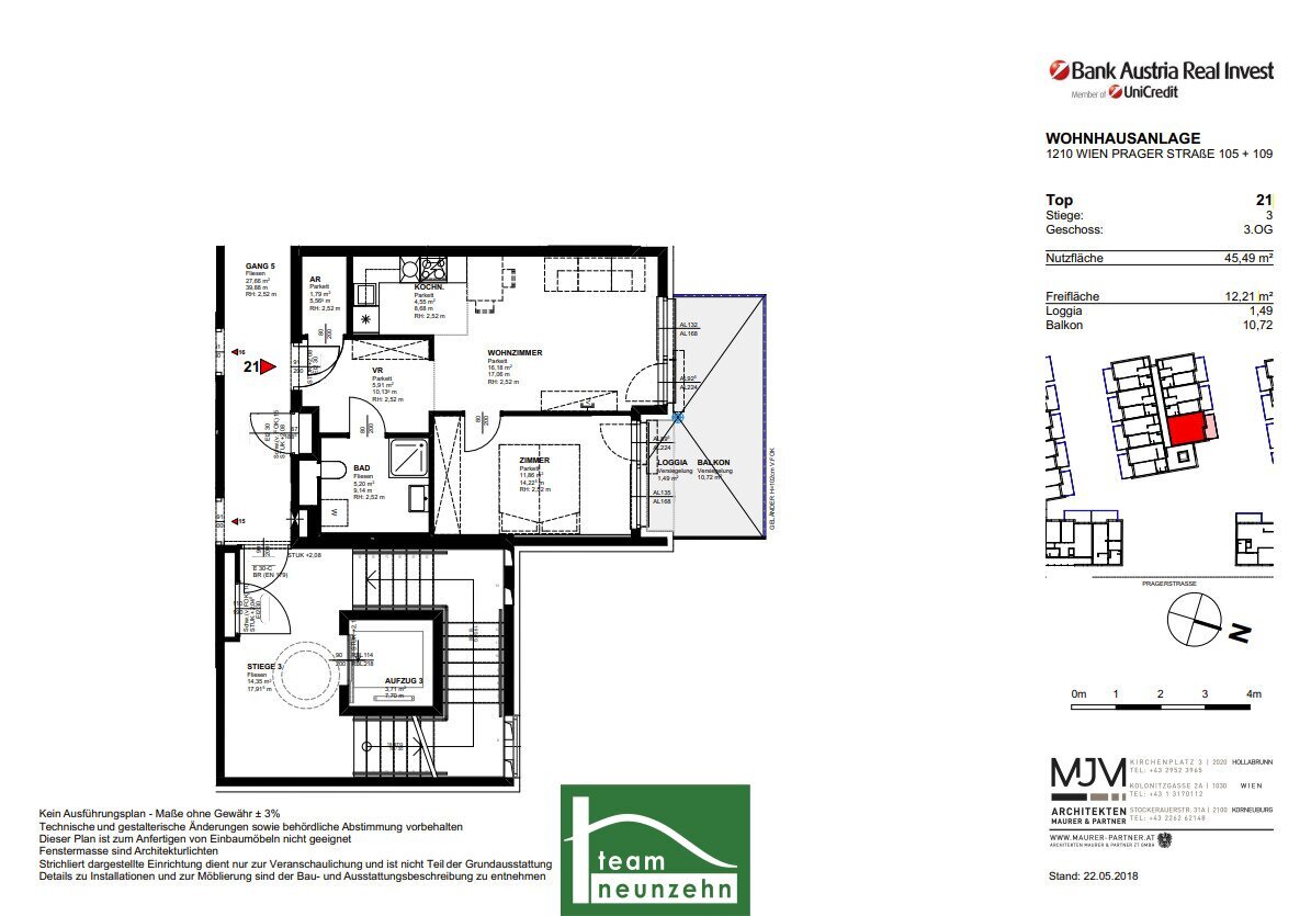 Wohnung zur Miete 634 € 2 Zimmer 45,5 m²<br/>Wohnfläche 3.<br/>Geschoss 01.02.2025<br/>Verfügbarkeit Prager Straße 105 + 109 Wien 1210