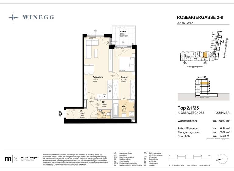 Wohnung zum Kauf - Erstbezug 391.000 € 2 Zimmer 59,7 m² 4. Geschoss Roseggergasse 2-8 Wien 1160