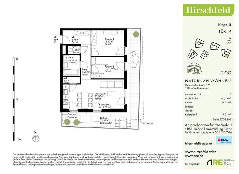 Wohnung zum Kauf - Erstbezug 430.000 € 3 Zimmer 66,2 m² 2. Geschoss Wien 1210