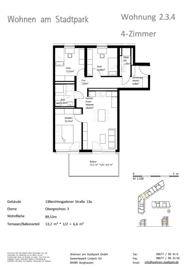 Wohnung zum Kauf provisionsfrei als Kapitalanlage geeignet 475.000 € 4 Zimmer 89,5 m² Berchtesgadener Straße 13a Burghausen Burghausen 84489