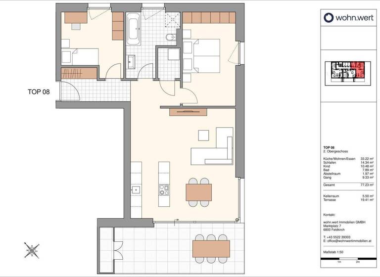 Wohnung zum Kauf - Erstbezug 555.000 € 3 Zimmer 77,2 m² 2. Geschoss Kalkofenweg 24 B+C Götzis 6840