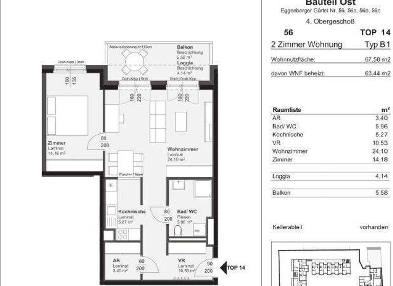 Wohnung zur Miete 470 € 2 Zimmer 67,6 m² Gries Graz 8020
