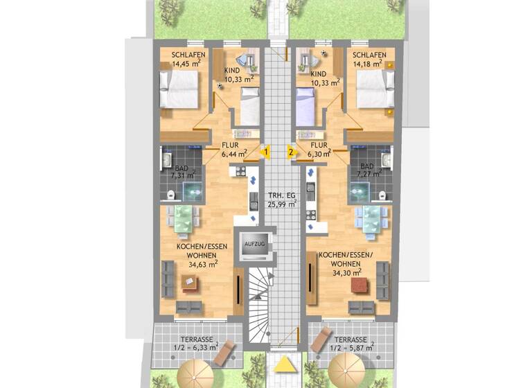 Wohnung zum Kauf provisionsfrei 381.463 € 3 Zimmer 78,2 m²<br/>Wohnfläche EG<br/>Geschoss Im Keilgarten Nr.6 Bergrheinfeld Bergrheinfeld 97493