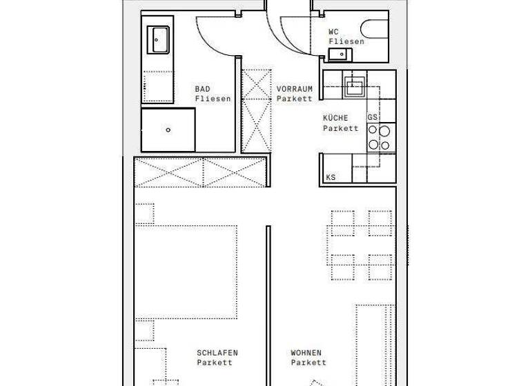 Wohnung zur Miete - Erstbezug 672 € 2 Zimmer 46,1 m² 6. Geschoss frei ab sofort Wien 1220