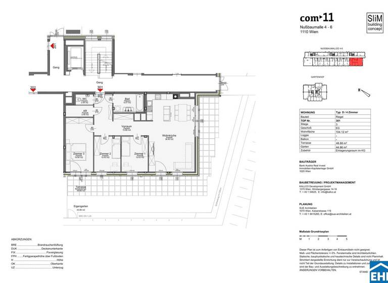 Wohnung zur Miete 1.896 € 4 Zimmer 104,1 m² EG frei ab 01.07.2026 Nussbaumallee Wien 1110