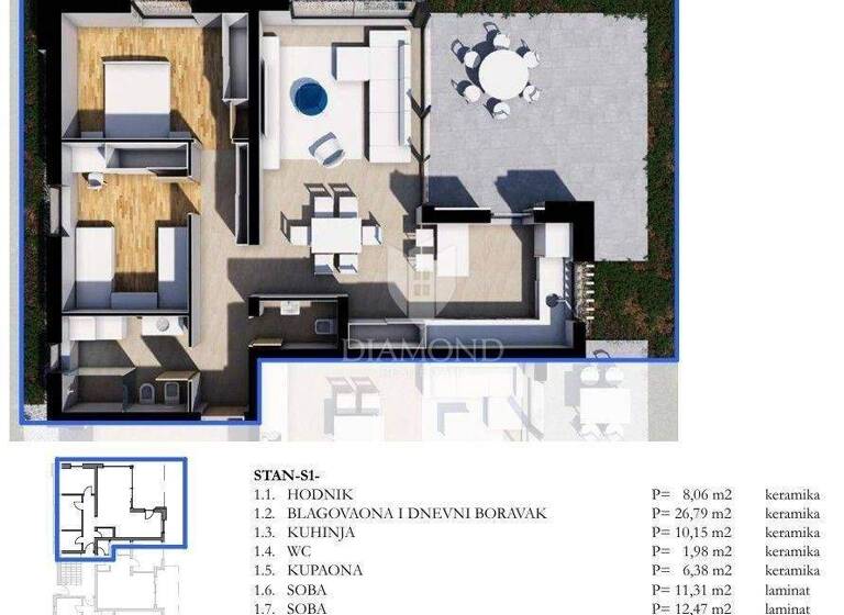 Wohnung zum Kauf 316.350 € 3 Zimmer 85 m² Labin Labin