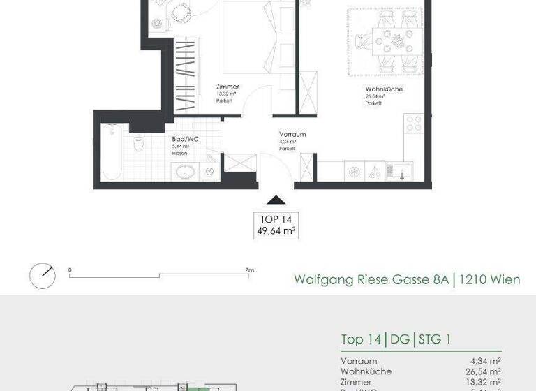 Wohnung zum Kauf - Erstbezug provisionsfrei 288.000 € 2 Zimmer 49,6 m² 2. Geschoss Wolfgang-Riese-Gasse 8A Wien 1210