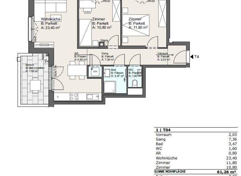 Wohnung zum Kauf 382.200 € 3 Zimmer 61,3 m² 1. Geschoss Khuenweg 5 Wien 1220