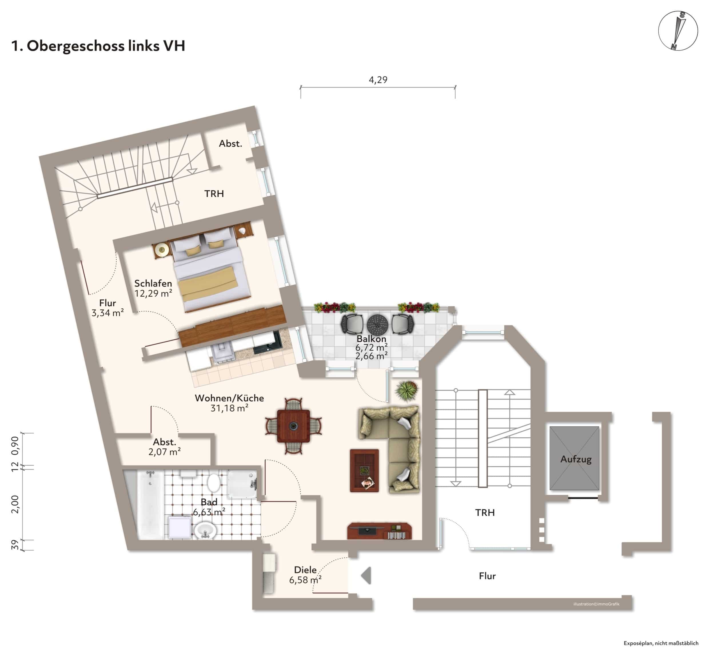 Wohnung zur Miete 540 € 2 Zimmer 64 m²<br/>Wohnfläche 1.<br/>Geschoss ab sofort<br/>Verfügbarkeit Altes Dorf 13 Stendal Stendal 39576