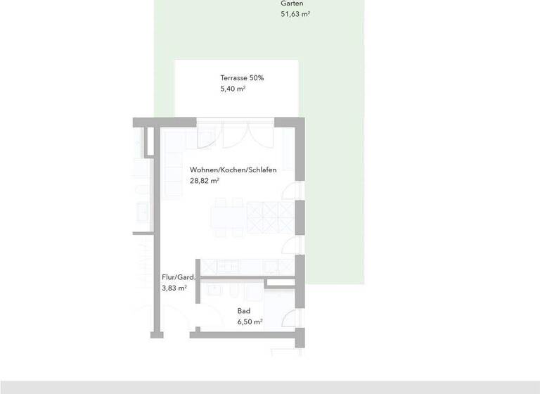 Studio zum Kauf provisionsfrei 247.000 € 1 Zimmer 51 m² EG Hauptstraße 23 Oberbernbach Aichach 86551
