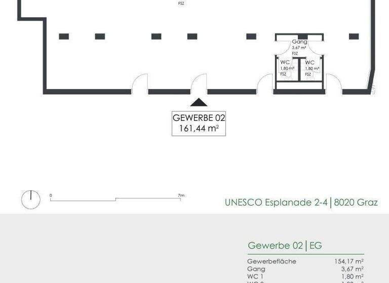 Büro zur Miete 9 € 161,4 m² Bürofläche UNESCO-Esplanade 2-4 Eggenberg Graz 8020