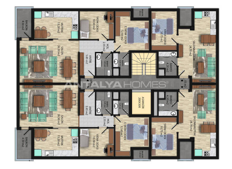 Studio zum Kauf 133.000 € 2 Zimmer 55 m² EG Antalya 07100