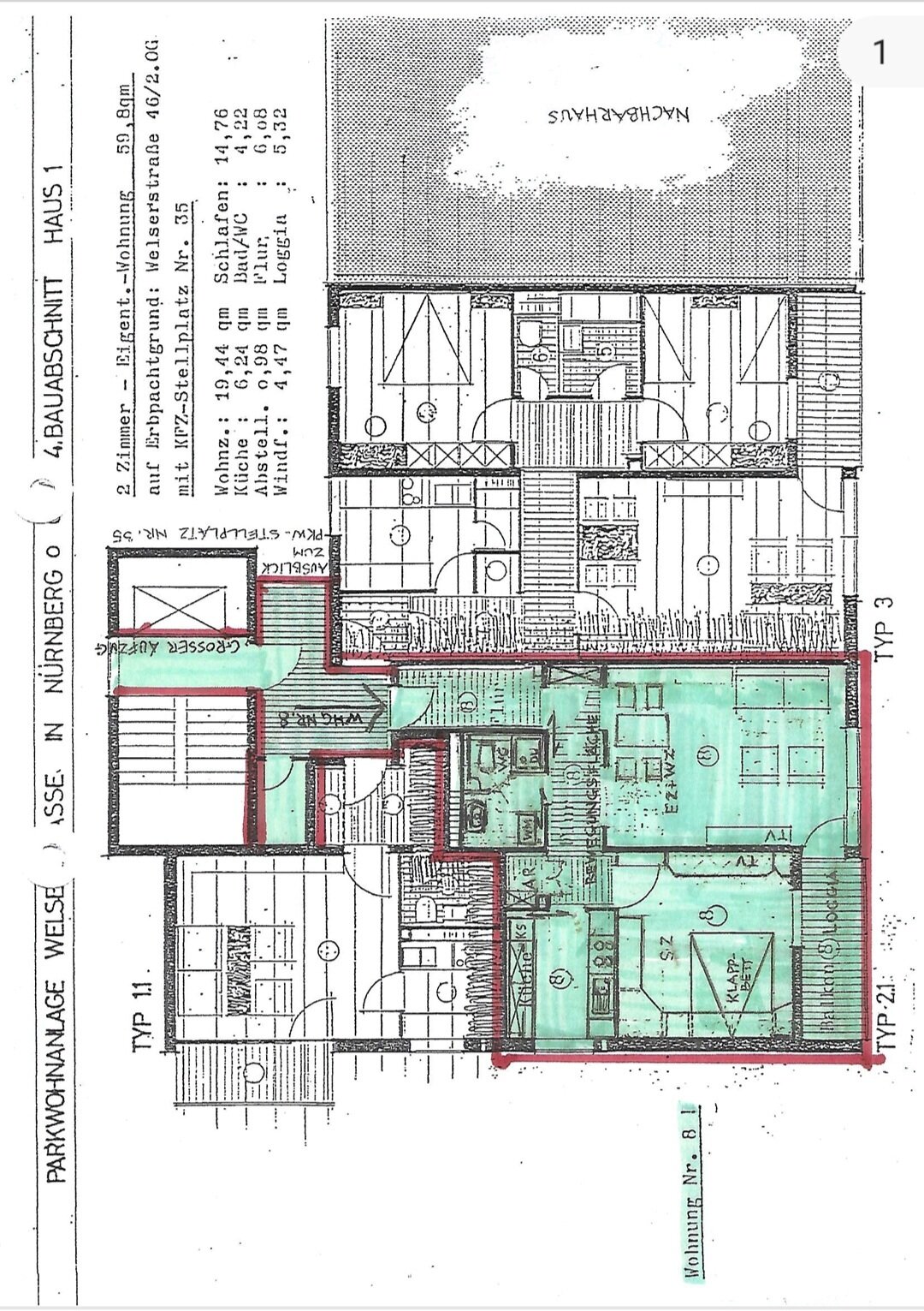 Wohnung zum Kauf provisionsfrei 181.000 € 2 Zimmer 55,8 m²<br/>Wohnfläche 2.<br/>Geschoss Welserstraße 46 Schoppershof Nürnberg 90489