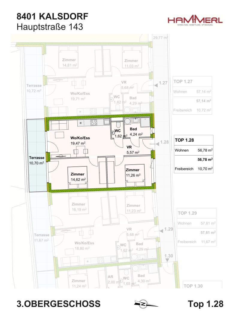 Wohnung zur Miete 647 € 3 Zimmer 56,8 m²<br/>Wohnfläche Hauptstraße Kalsdorf bei Graz 8401