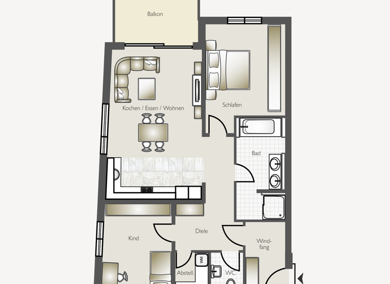 Wohnung zum Kauf - Erstbezug provisionsfrei als Kapitalanlage geeignet 449.014 € 4 Zimmer 90,7 m² Kaiserstrasse 81 Bad Saulgau 88348