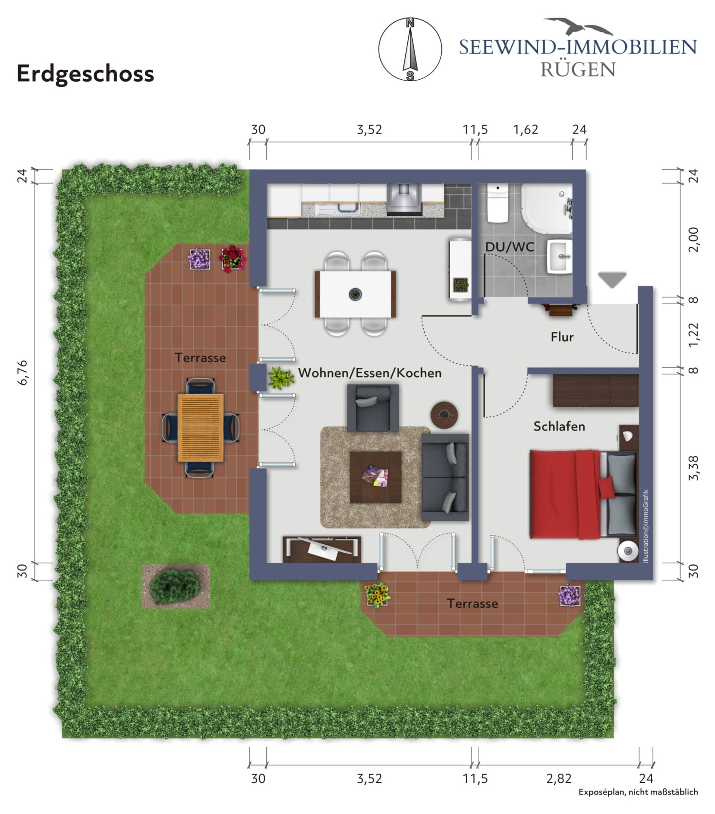 Wohnung zum Kauf 269.657 € 2 Zimmer 45,4 m²<br/>Wohnfläche EG<br/>Geschoss 01.12.2024<br/>Verfügbarkeit Uhlenweg 16a Sellin Sellin 18586