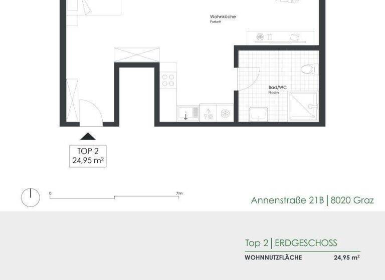 Studio zur Miete 233 € 1 Zimmer 25 m² EG Annenstraße 21b Gries Graz 8020