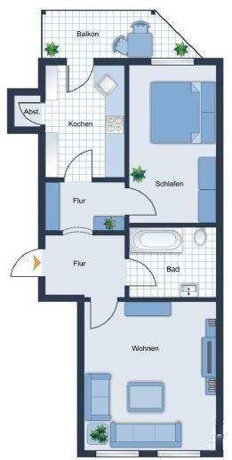 Studio zur Miete 550 € 2 Zimmer 60 m²<br/>Wohnfläche 2.<br/>Geschoss Nordvorstadt 156 Zwickau 08058