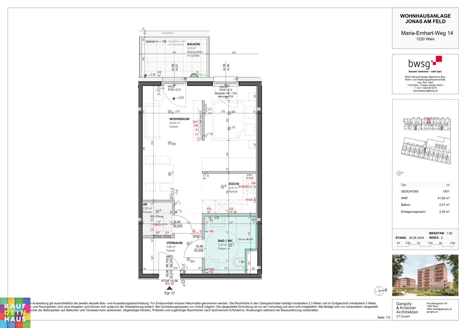 Wohnung zum Kauf 210.311 € 1 Zimmer 41,9 m²<br/>Wohnfläche 01.05.2025<br/>Verfügbarkeit Maria-Emhart-Weg 14 Wien 1220