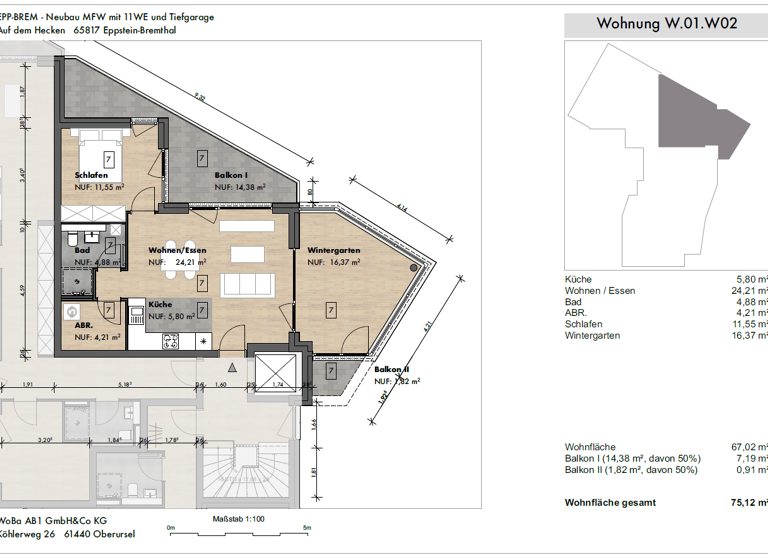 Wohnung zum Kauf - Erstbezug 390.000 € 2,5 Zimmer 75,1 m² Bremthal Eppstein 65817