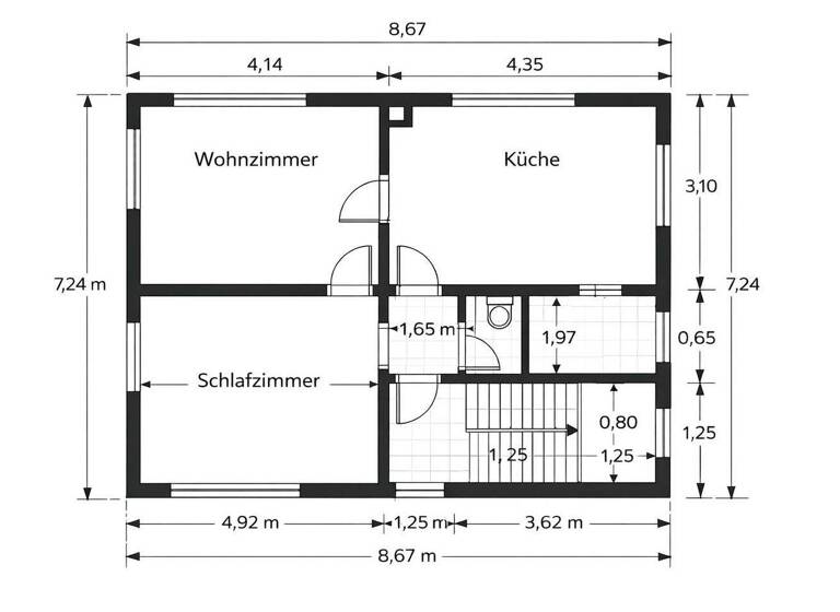 Wohnung zur Miete 490 € 2 Zimmer 55 m² 2. Geschoss frei ab 01.04.2026 Düppelstraße 11 Hamm-Mitte Hamm 59067