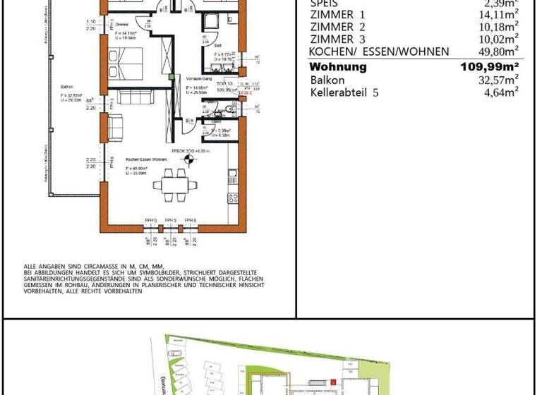 Wohnung zum Kauf - Erstbezug 499.000 € 4 Zimmer 110 m² 2. Geschoss frei ab 31.12.2026 Rosegg 9232