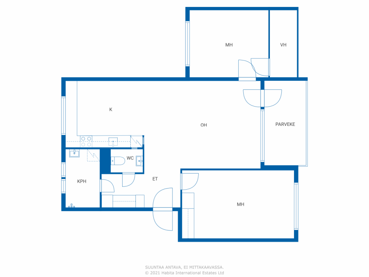 Studio zum Kauf 179.000 € 3 Zimmer 75 m²<br/>Wohnfläche 1.<br/>Geschoss Vanamontie 4 Vantaa 01350