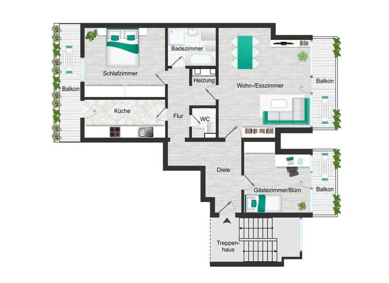 Wohnung zur Miete 1.050 € 3 Zimmer 105 m² 3. Geschoss frei ab 01.05.2026 Remagen 53424