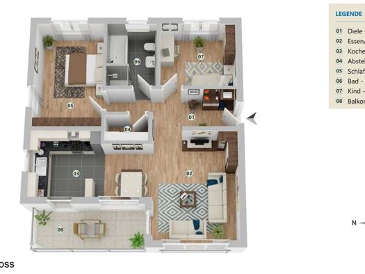 Wohnung zum Kauf - Erstbezug provisionsfrei 435.000 € 3 Zimmer 81,4 m² Hallstadt 96103