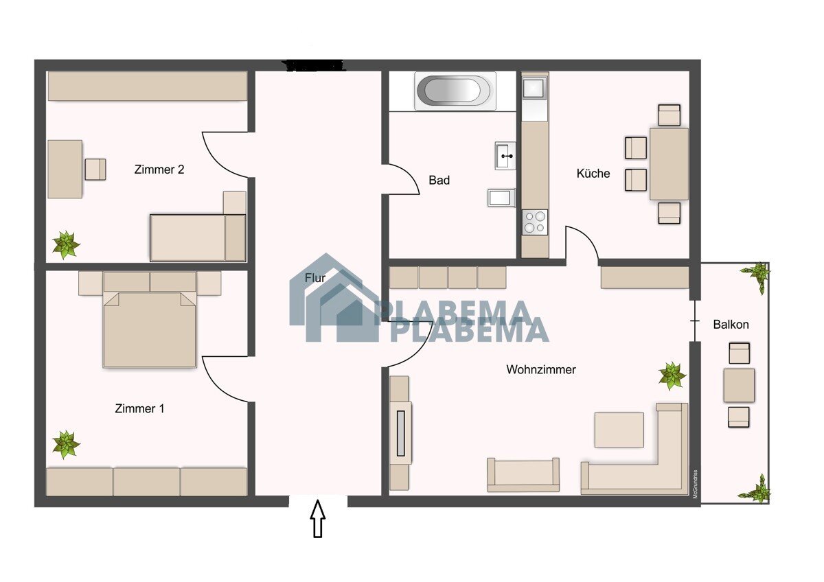 Wohnung zur Miete 540 € 3 Zimmer 57,5 m²<br/>Wohnfläche 1.<br/>Geschoss 01.02.2025<br/>Verfügbarkeit Ludwigsluster Chaussee 15 Gartenstadt Schwerin 19061