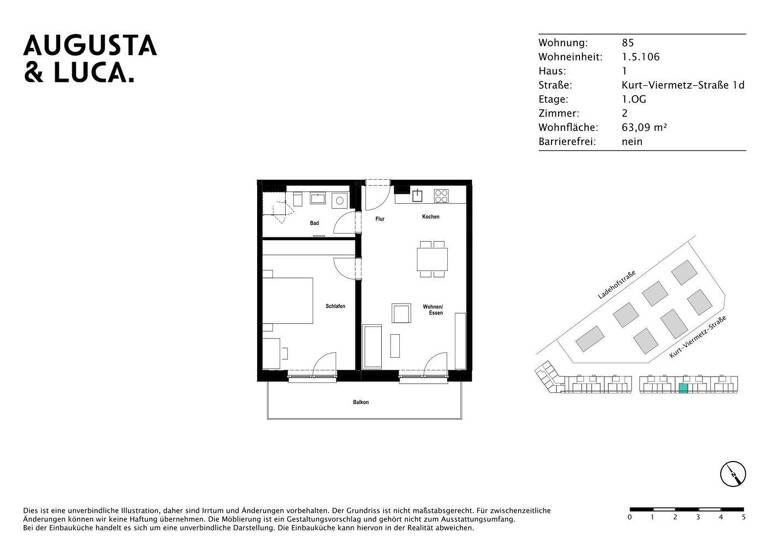Wohnung zur Miete 1.120 € 2 Zimmer 63,1 m² 1. Geschoss Kurt-Viermetz-Straße 1d Innenstadt Augsburg 86150