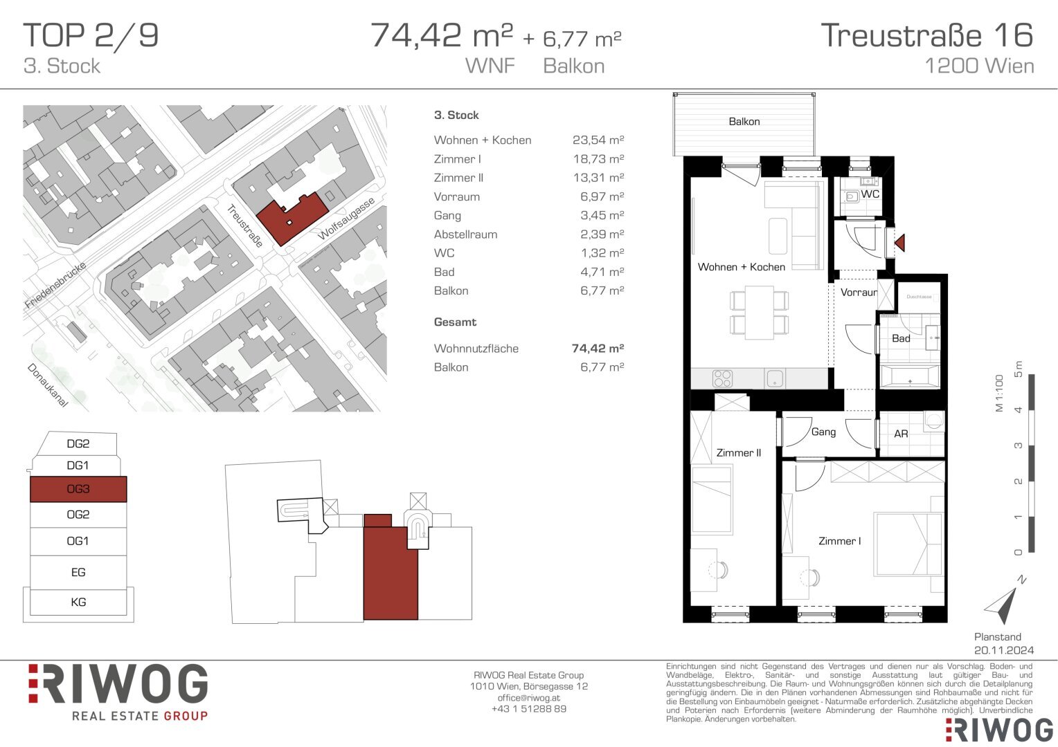 Wohnung zum Kauf 590.000 € 3 Zimmer 74,4 m²<br/>Wohnfläche 3.<br/>Geschoss Wien 1200