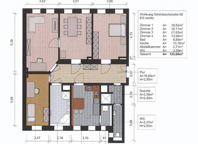 Wohnung zum Kauf 379.000 € 4 Zimmer 120,7 m²<br/>Wohnfläche EG<br/>Geschoss 01.10.2025<br/>Verfügbarkeit Schönbachstraße 60 Stötteritz Leipzig / Stötteritz 04299