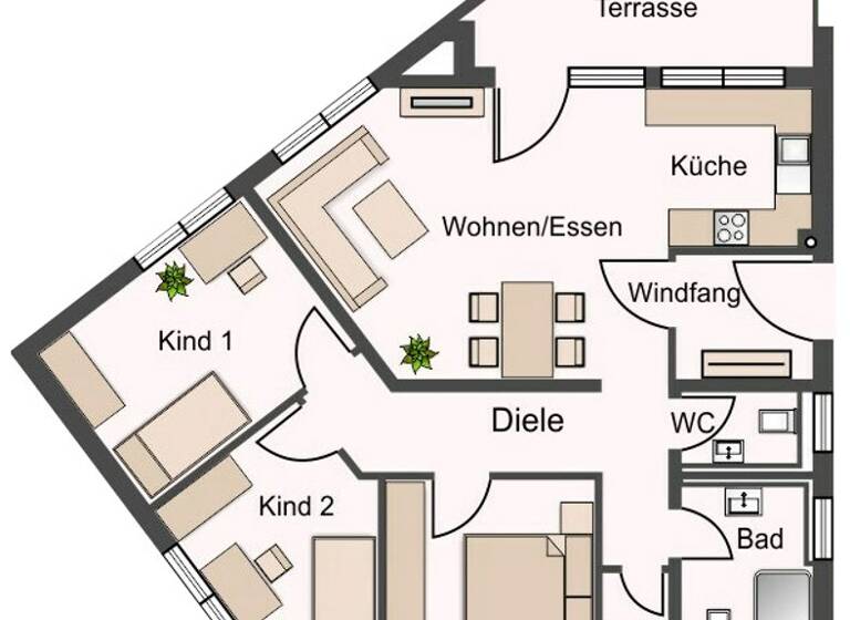 Wohnung zur Miete - Erstbezug 1.090 € 4 Zimmer 83,6 m² EG Gundelsheim Gundelsheim / Höchstberg 74831