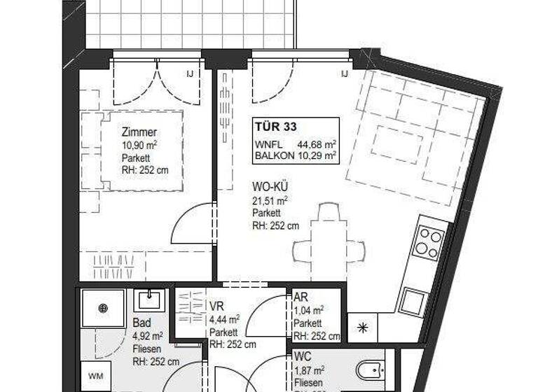 Wohnung zur Miete - Erstbezug 774 € 2 Zimmer 44,7 m² 3. Geschoss Wien 1150