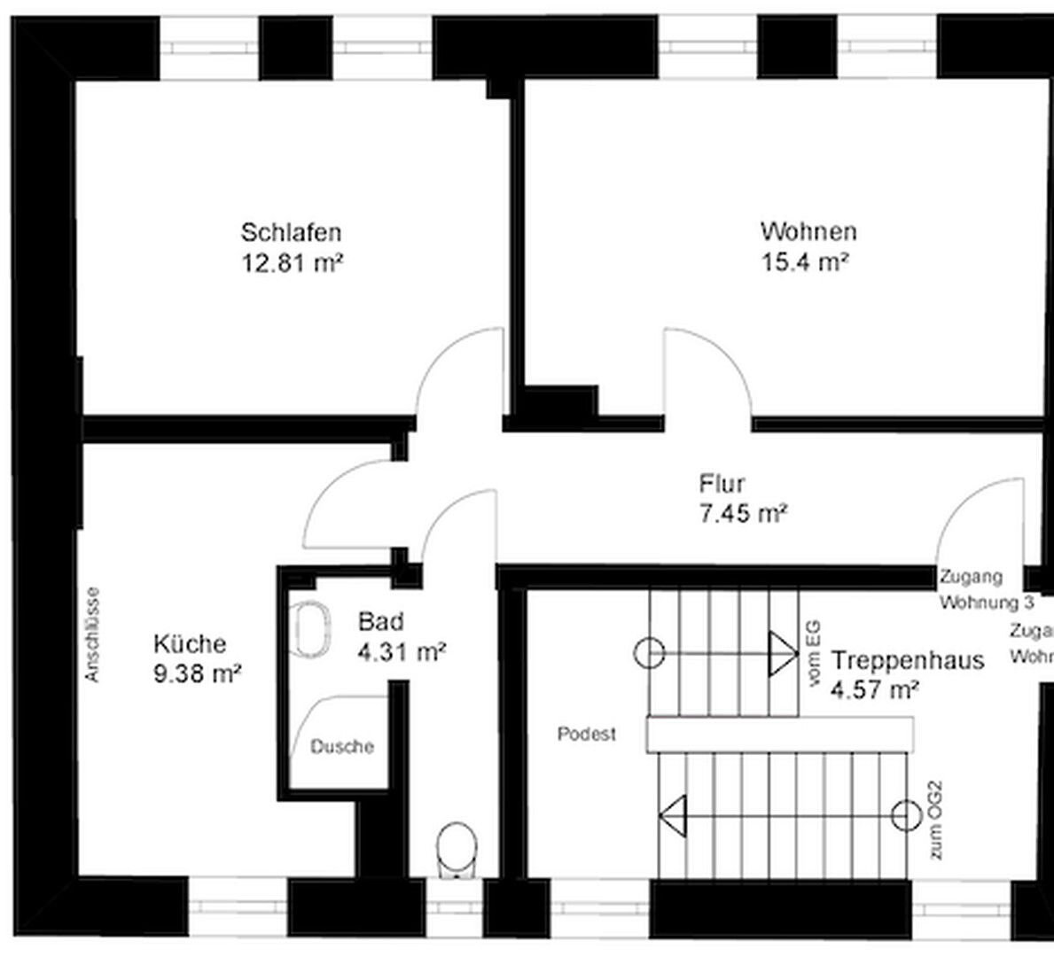 Wohnung zur Miete 500 € 2 Zimmer 53 m²<br/>Wohnfläche 3.<br/>Geschoss 01.02.2025<br/>Verfügbarkeit Zoppoter Straße 10 Klushof Bremerhaven 27576