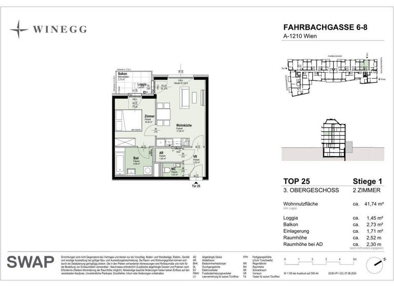 Wohnung zum Kauf - Erstbezug 273.600 € 2 Zimmer 41,7 m² 3. Geschoss Fahrbachgasse 6-8 Wien 1210