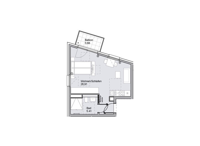 Studio zur Miete 694 € 1 Zimmer 36,3 m²<br/>Wohnfläche 4.<br/>Geschoss ab sofort<br/>Verfügbarkeit Scharrerstraße 5 Ludwigsfeld Nürnberg 90478