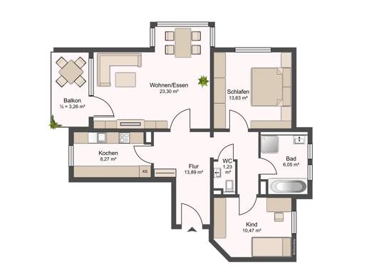 Wohnung zum Kauf 268.000 € 3,5 Zimmer 80 m² Backnang 71522