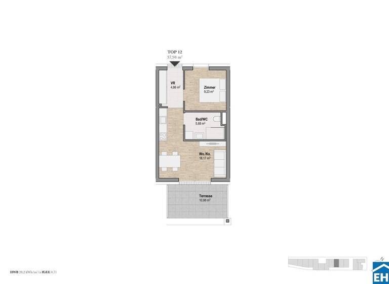 Wohnung zum Kauf - Erstbezug 236.827 € 2 Zimmer 37,9 m² 2. Geschoss Sankt Leonhard Graz 8010