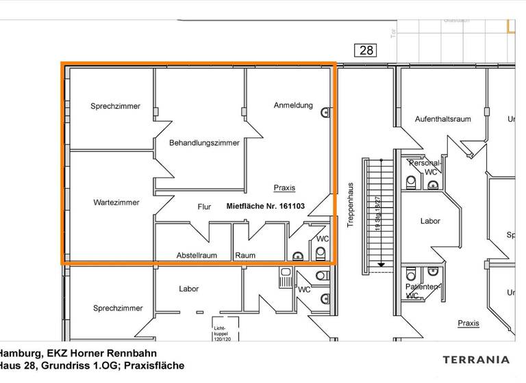 Praxis zur Miete provisionsfrei 17 € 4,5 Zimmer 113 m² Bürofläche Rennbahnstraße 28 Horn Hamburg 22111