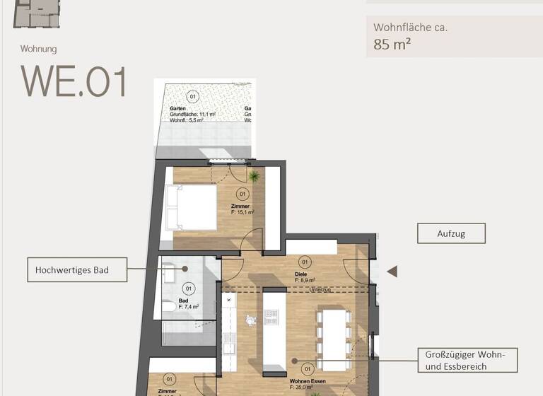 Wohnung zum Kauf 349.500 € 3 Zimmer 84,9 m²<br/>Wohnfläche EG<br/>Geschoss Mittelgasse 11 Niedernhall 74676