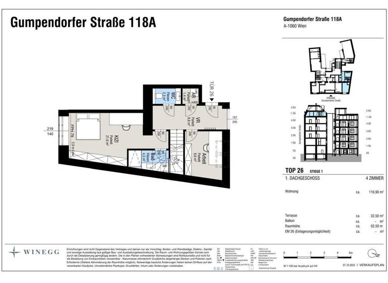 Wohnung zum Kauf - Erstbezug 1.750.000 € 4 Zimmer 116,9 m² 4. Geschoss Gumpendorfer Straße Wien 1060
