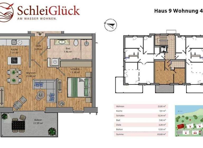 Wohnung zum Kauf - Erstbezug 480.000 € 2 Zimmer 58 m² 1. Geschoss Kappeln 24376