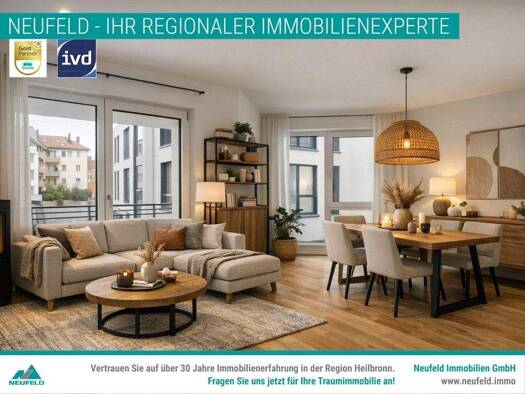 Wohnung zur Miete 860 € 2 Zimmer 47,4 m² Heilbronn 74076