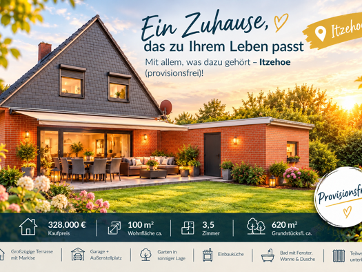 Einfamilienhaus zum Kauf provisionsfrei 328.000 € 3,5 Zimmer 100 m² 620 m² Grundstück Itzehoe 25524