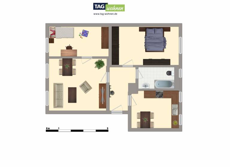 Wohnung zur Miete 358 € 3 Zimmer 55 m²<br/>Wohnfläche EG<br/>Geschoss ab sofort<br/>Verfügbarkeit Fritz-Reuter-Straße 40 Merseburg Merseburg 06217