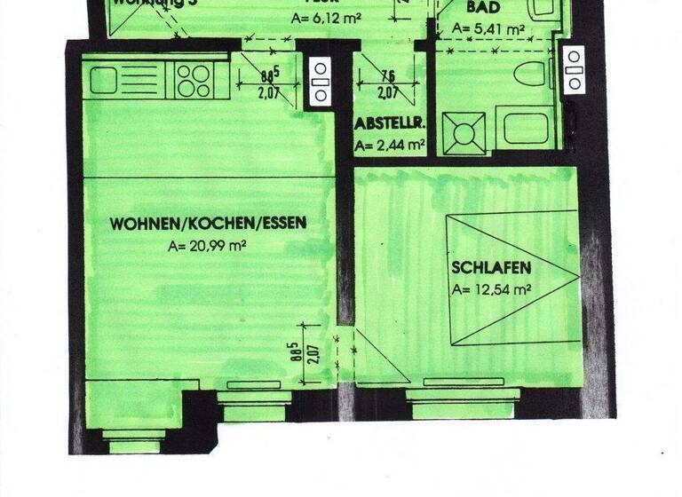Wohnung zur Miete 350 € 2 Zimmer 47,5 m² 2. Geschoss frei ab sofort Marktstraße Zentrum Rudolstadt 07407