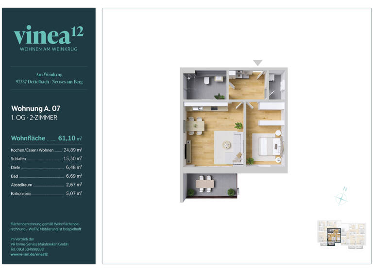 Wohnung zum Kauf 279.000 € 2 Zimmer 61,1 m² Neuses am Berg Dettelbach / Neuses am Berg 97337