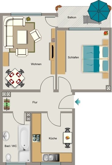 Wohnung zur Miete 486 € 2,5 Zimmer 54 m²<br/>Wohnfläche 1.<br/>Geschoss Eichholzstraße 1 Dümpten - Ost Mülheim 45475